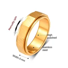 Simple Style Round Titanium Steel Ring For Unisex Featuring Rotatable Craftsmanship In Steel Color, Anxiety Jewelry 2
