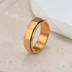 Simple Style Round Titanium Steel Ring For Unisex Featuring Rotatable Craftsmanship In Steel Color, Anxiety Jewelry 3
