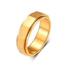 Simple Style Round Titanium Steel Ring For Unisex Featuring Rotatable Craftsmanship In Steel Color, Anxiety Jewelry 5