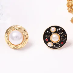 Simple Style Round White Zinc Alloy Ring For Women With Electroplated Finish And Imitation Pearl Inlay 2