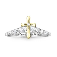 Simple Style Silver Cross Ring For Women In Alloy With Zircon Inlay, Featuring Electroplated Craftsmanship 5