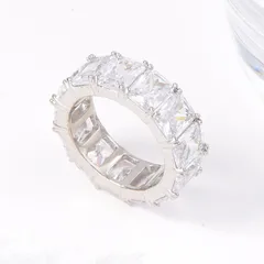 Simple Style Square Ring For Women In Zinc Alloy With Zircon Inlay, Featuring Electroplated Finish 2