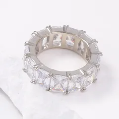 Simple Style Square Ring For Women In Zinc Alloy With Zircon Inlay, Featuring Electroplated Finish 3