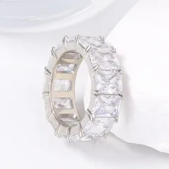Simple Style Square Ring For Women In Zinc Alloy With Zircon Inlay, Featuring Electroplated Finish 4