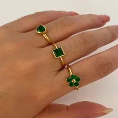 1 Piece 3 Pieces Set 4 Pieces Set 304 Stainless Steel Geometric Rhinestones 18K Gold Plated PVD Coated Multicolor Women's Open Rings 5