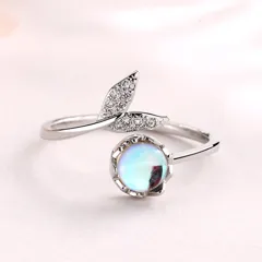 Fish Tail Ring For Women In Simple Style, Silver Alloy With Silver Plated Finish, 1 Piece