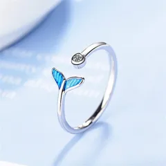 Fish Tail Ring For Women In Simple Style, Silver Alloy With Silver Plated Finish, 1 Piece 2