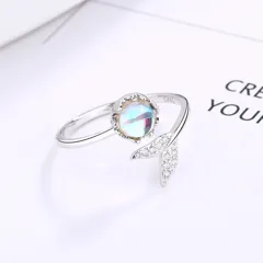 Fish Tail Ring For Women In Simple Style, Silver Alloy With Silver Plated Finish, 1 Piece 4
