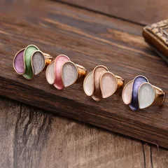 Simple Style Flowers Ring For Women In Blue Zinc Alloy With Enamel Craft