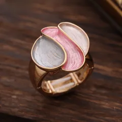 Simple Style Flowers Ring For Women In Blue Zinc Alloy With Enamel Craft 2