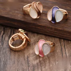 Simple Style Flowers Ring For Women In Blue Zinc Alloy With Enamel Craft 4
