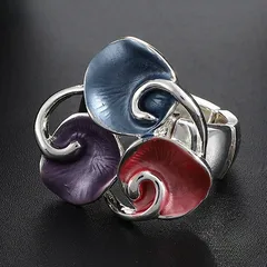 Simple Style Flowers Ring For Women In Colour Zinc Alloy With Enamel Craftsmanship 4
