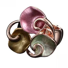 Simple Style Flowers Ring For Women In Colour Zinc Alloy With Enamel Craftsmanship 5