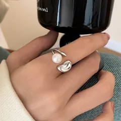Geometric Open Ring For Finger Featuring Irregular Design In Simple Style With Electroplated Thai Silver, 1 Piece 2