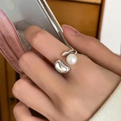 Geometric Open Ring For Finger Featuring Irregular Design In Simple Style With Electroplated Thai Silver, 1 Piece 3