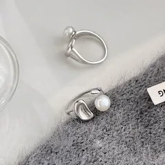 Geometric Open Ring For Finger Featuring Irregular Design In Simple Style With Electroplated Thai Silver, 1 Piece 5
