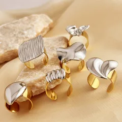 Simple Style Heart Shape 304 Stainless Steel Plating Women's Open Rings