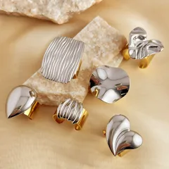 Simple Style Heart Shape 304 Stainless Steel Plating Women's Open Rings 4