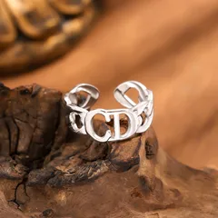Simple Style Open Letter Ring For Unisex, Made Of Titanium Steel With Electroplated Gold Plating Process 3