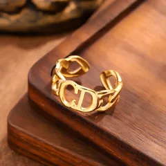 Simple Style Open Letter Ring For Unisex, Made Of Titanium Steel With Electroplated Gold Plating Process 4