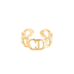 Simple Style Open Letter Ring For Unisex, Made Of Titanium Steel With Electroplated Gold Plating Process 5