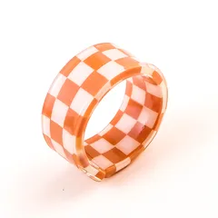 Simple Style Resin Ring For Women Featuring Enamel Design, 1 Piece Printing Jewelry 3