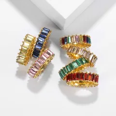 Geometric Simple Style Alloy Ring For Women With Artificial Gemstones, Electroplated Finish, 1 Piece 2