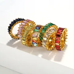 Geometric Simple Style Alloy Ring For Women With Artificial Gemstones, Electroplated Finish, 1 Piece 3