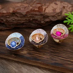 Simple Style Rose Red Flowers Ring For Women In Zinc Alloy With Enamel Craft