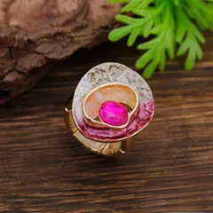 Simple Style Rose Red Flowers Ring For Women In Zinc Alloy With Enamel Craft 4