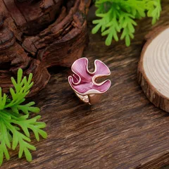 Simple Style Rose Red Flowers Ring For Women In Zinc Alloy With Enamel Finish 3