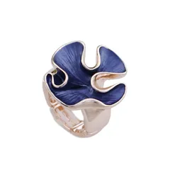 Simple Style Rose Red Flowers Ring For Women In Zinc Alloy With Enamel Finish 5