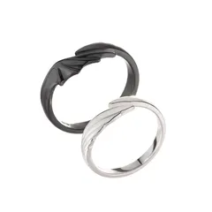 Simple Style Geometric Open Ring For Couples, 1 Piece Alloy Ring Featuring Electroplated Design 4