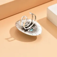Simple Style Streetwear Geometric Alloy Plating Turquoise Women's Open Rings 5