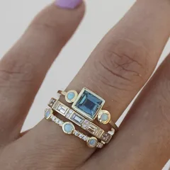 Simple Style Water Droplets Ring For Women, 1 Set Alloy Ring Featuring Inlay Artificial Gemstones