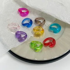 Simple Style Water Droplets Ring For Women In Resin Material With Colour Accent 2
