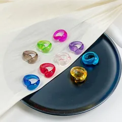 Simple Style Water Droplets Ring For Women In Resin Material With Colour Accent 3