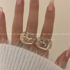 Simple Style Transparent Acrylic Rose Ring For Women With Electroplated Finish 2