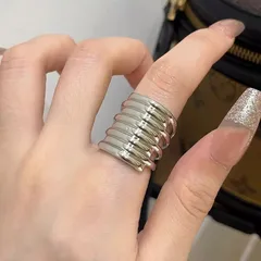 Simple Style Wide Band Rings For Unisex Featuring Electroplated Gold Metal Lines 3