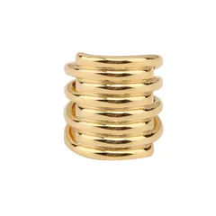 Simple Style Wide Band Rings For Unisex Featuring Electroplated Gold Metal Lines 5