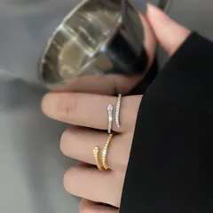 Slim Snake Ring Distinctive Hip-Hop High-Level Sense Rhinestone Drill Zircon Snake-Shaped Index Finger Ring Smart Luxury Ring