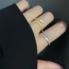 Slim Snake Ring Distinctive Hip-Hop High-Level Sense Rhinestone Drill Zircon Snake-Shaped Index Finger Ring Smart Luxury Ring 4