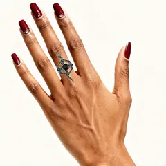 Snake Pattern Copper Ring For Adults With Silver Plated Coating 0.01µm Featuring Glass Stone Inlay 3