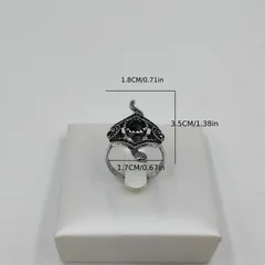 Snake Pattern Copper Ring For Adults With Silver Plated Coating 0.01µm Featuring Glass Stone Inlay 4