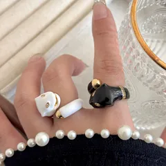 Snake Pattern Rings For Women In Alloy With Rhinestones Featuring Electroplated And Enamel Craftsmanship 3