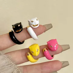 Snake Pattern Rings For Women In Alloy With Rhinestones Featuring Electroplated And Enamel Craftsmanship 4