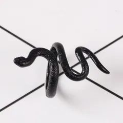 Snake Pattern Ring For Women In Dyed Black Alloy With Electroplated Finish 2