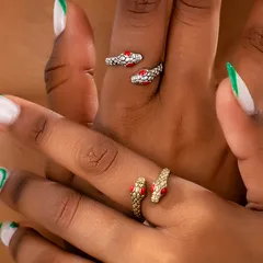 Snake-shaped Design Open Ring Trendy Small Snake Shape Ring Unique Design Jewelry