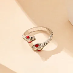 Snake-shaped Design Open Ring Trendy Small Snake Shape Ring Unique Design Jewelry 3