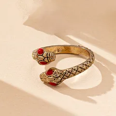 Snake-shaped Design Open Ring Trendy Small Snake Shape Ring Unique Design Jewelry 4